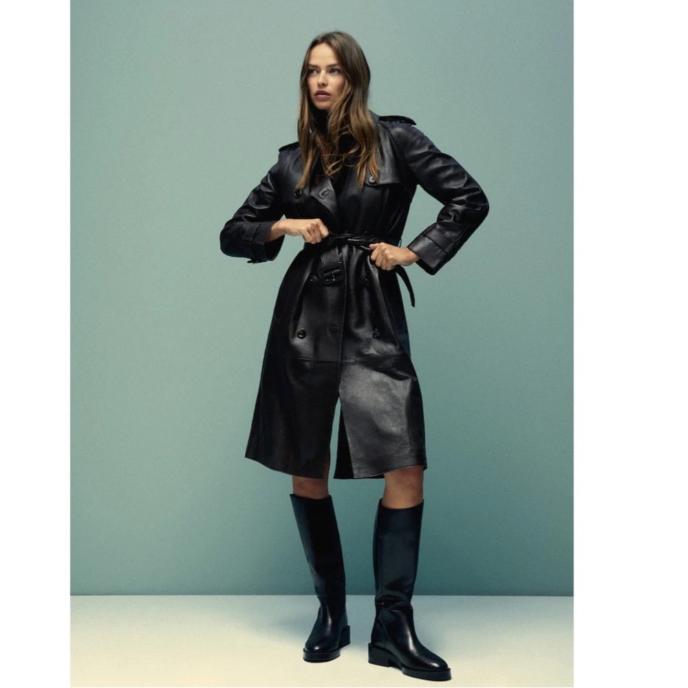Mango Leather boots with tall leg